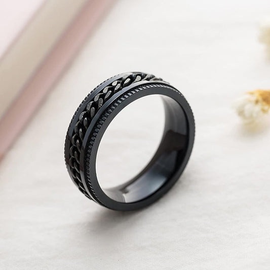 💍 XHN – Anillo de Cadena Giratoria de Acero Inoxidable
