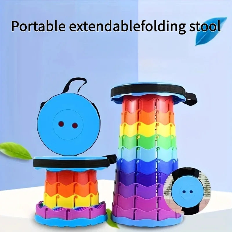 🌈 Taburete Plegable Ajustable – Portátil, Resistente y Súper Compacto