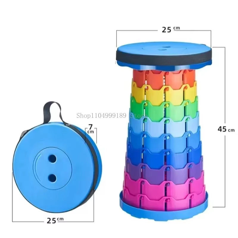 🌈 Taburete Plegable Ajustable – Portátil, Resistente y Súper Compacto