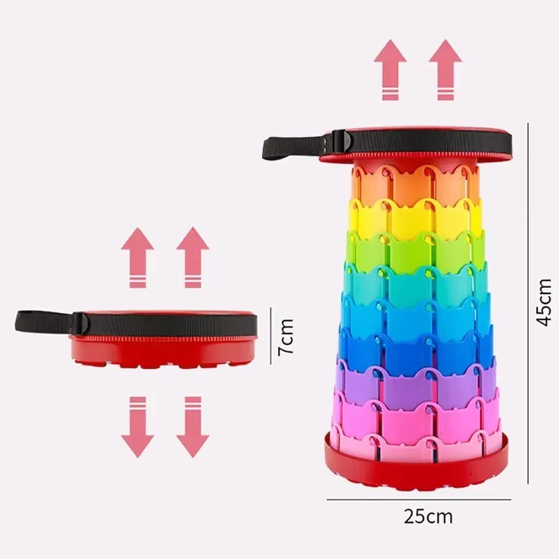 🌈 Taburete Plegable Ajustable – Portátil, Resistente y Súper Compacto