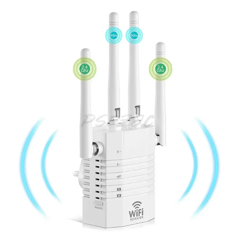 📶 Repetidor WiFi Doble Banda M-1200DM – Hasta 1200 Mbps con 4 Antenas Externas