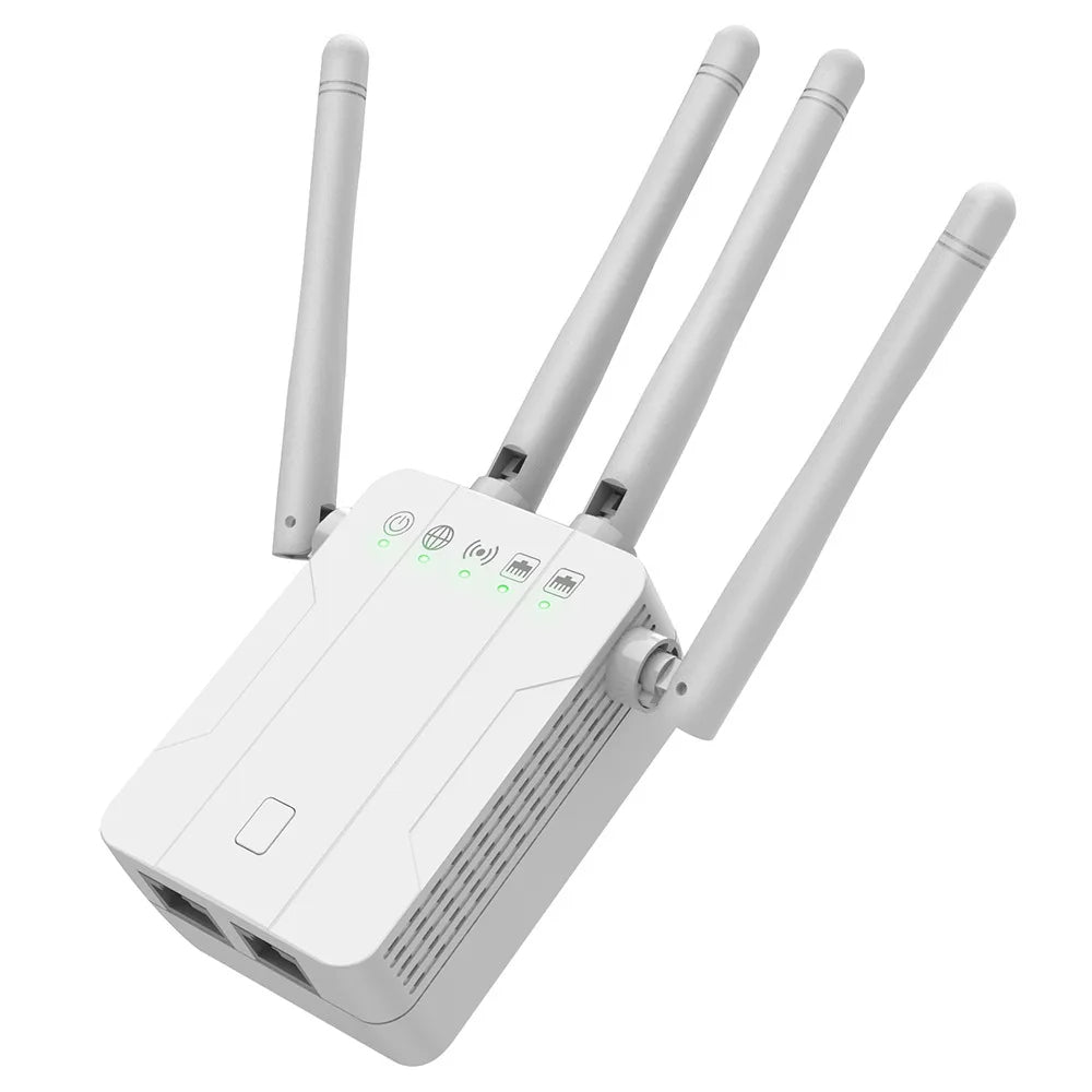 📶 Repetidor WiFi Doble Banda M-1200DM – Hasta 1200 Mbps con 4 Antenas Externas