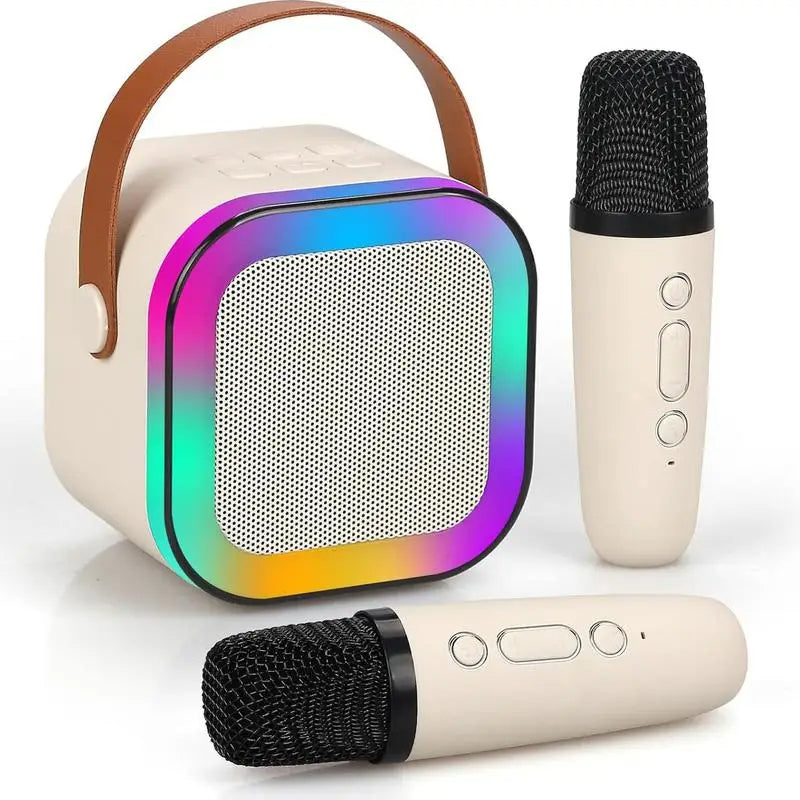 🎤 Altavoz Karaoke Portátil con Micrófonos Inalámbricos + Luces LED RGB