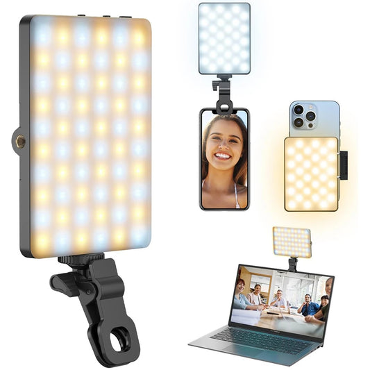 💡 Luz LED Selfie 120 – Clip Recargable con 3 Modos de Luz y Batería 3000mAh