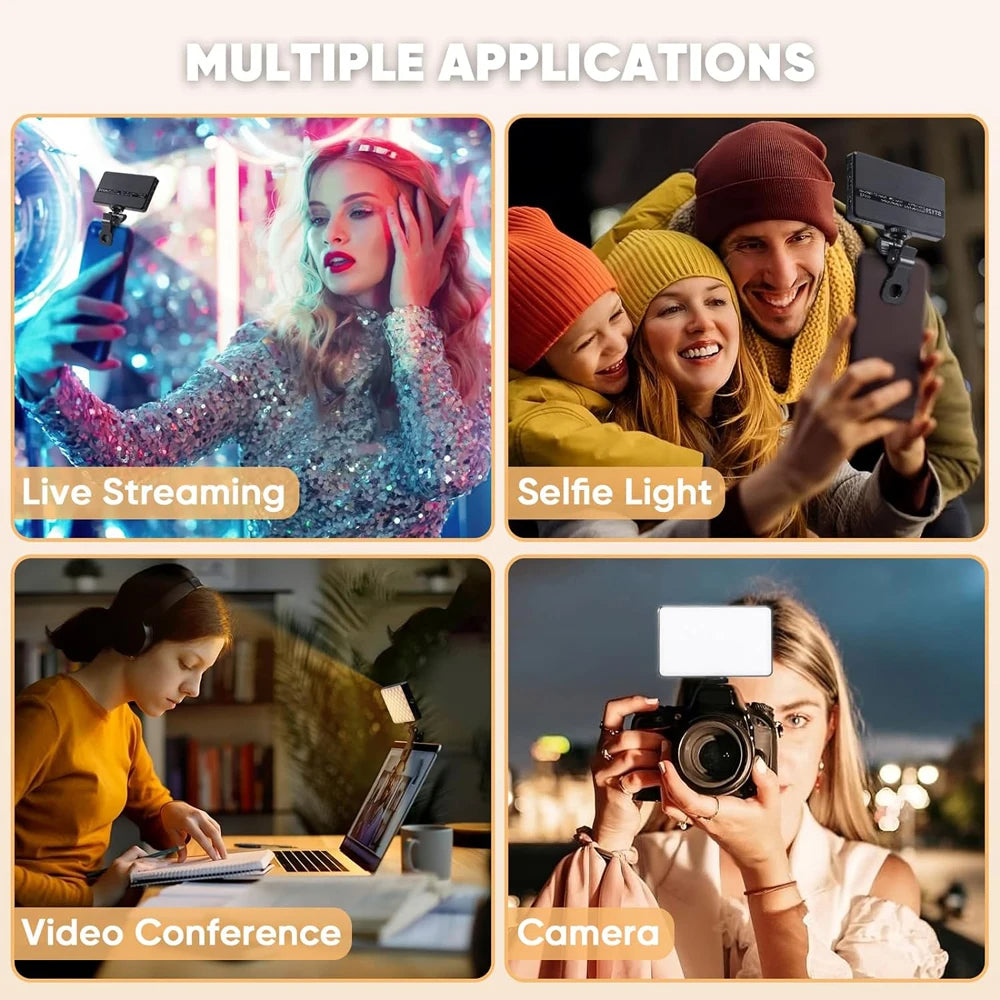 💡 Luz LED Selfie 120 – Clip Recargable con 3 Modos de Luz y Batería 3000mAh