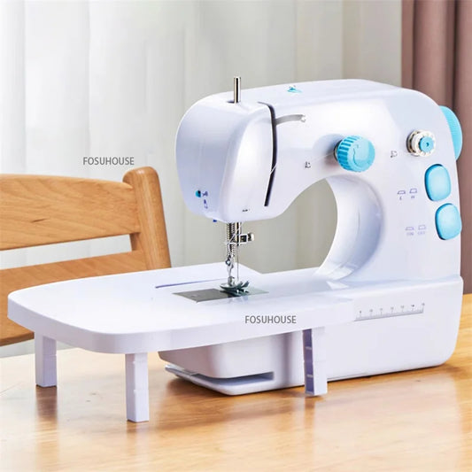 Máquina de coser eléctrica multifuncional para el hogar con mesa de extensión