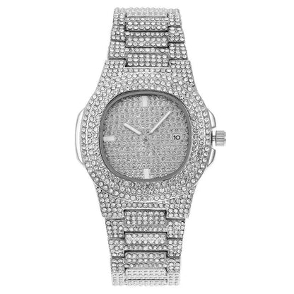 Reloj de Lujo Diamantado Plateado