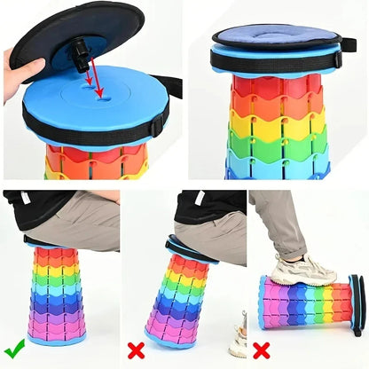 🌈 Taburete Plegable Ajustable – Portátil, Resistente y Súper Compacto