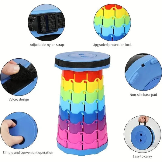 🌈 Taburete Plegable Ajustable – Portátil, Resistente y Súper Compacto
