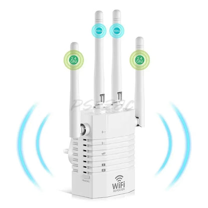 📶 Repetidor WiFi Doble Banda M-1200DM – Hasta 1200 Mbps con 4 Antenas Externas