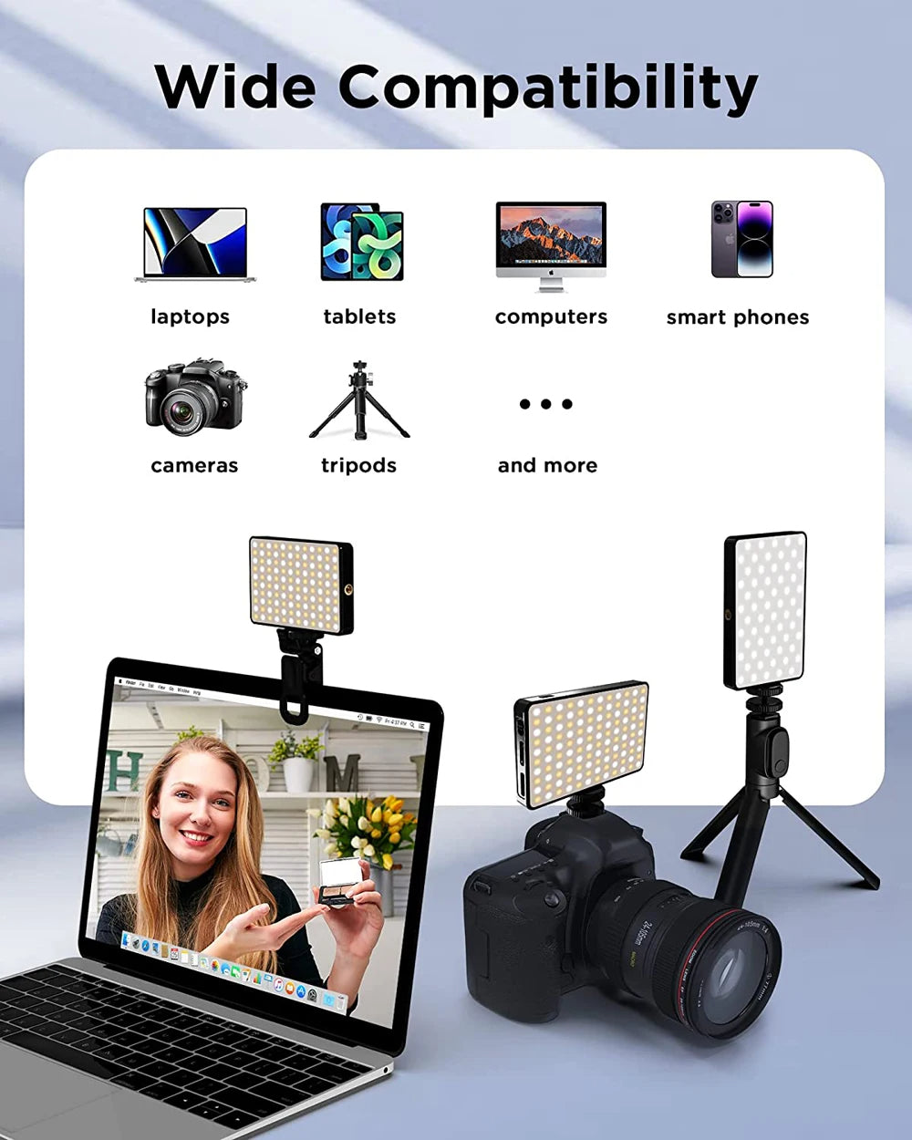 💡 Luz LED Selfie 120 – Clip Recargable con 3 Modos de Luz y Batería 3000mAh