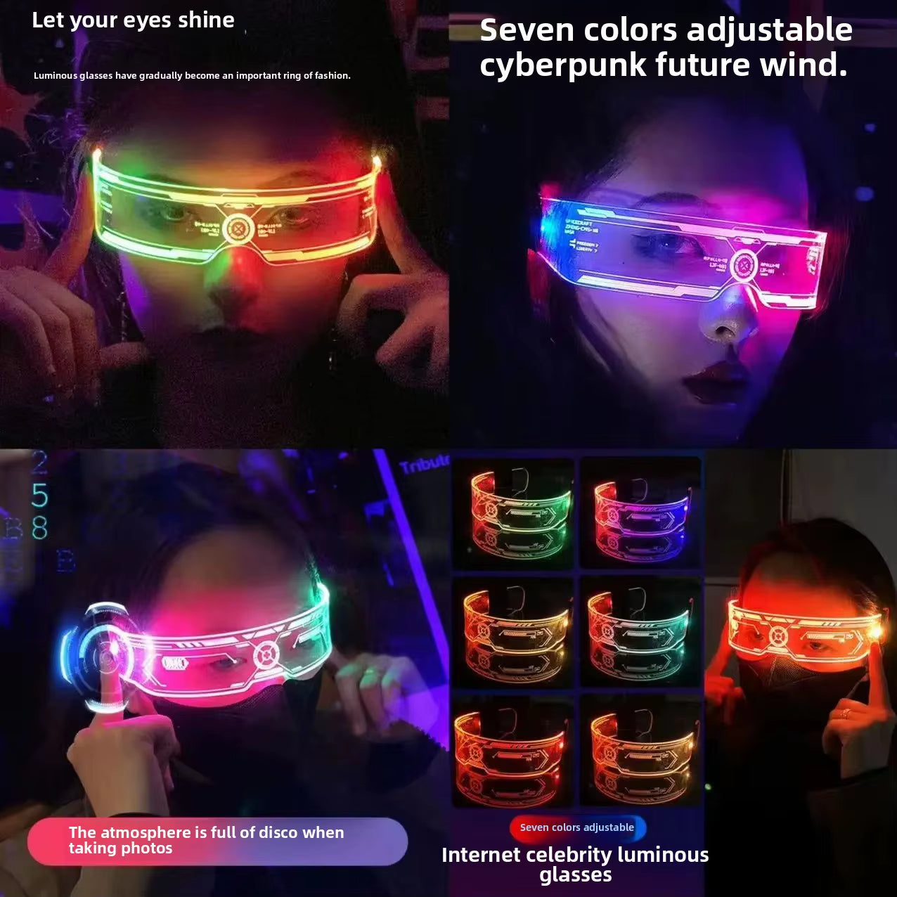 🕶️ Gafas LED Cyberpunk – Estilo Futurista