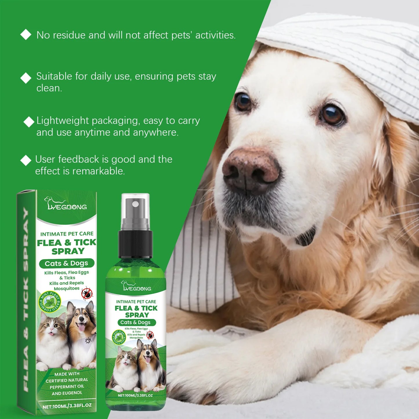 🐶🐱 Spray Antipulgas y Garrapatas Yegbong