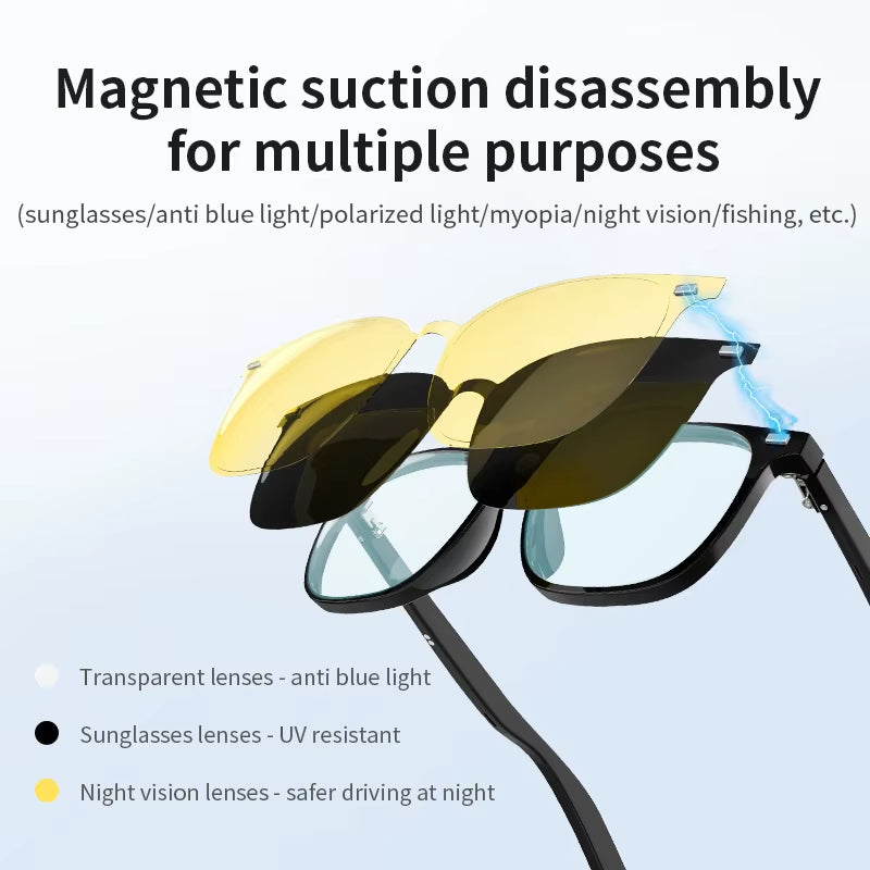 Gafas Inteligentes 3 en 1 con Sonido Estéreo y Filtro Antiluz Azul