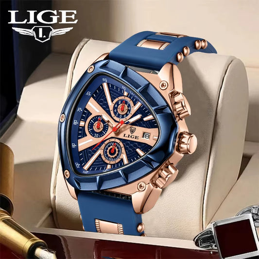 LIGE-reloj analógico de acero inoxidable para hombre