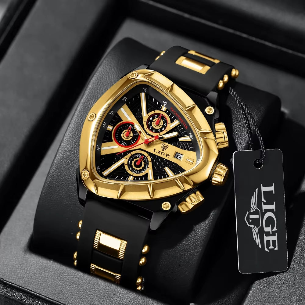 LIGE-reloj analógico de acero inoxidable para hombre
