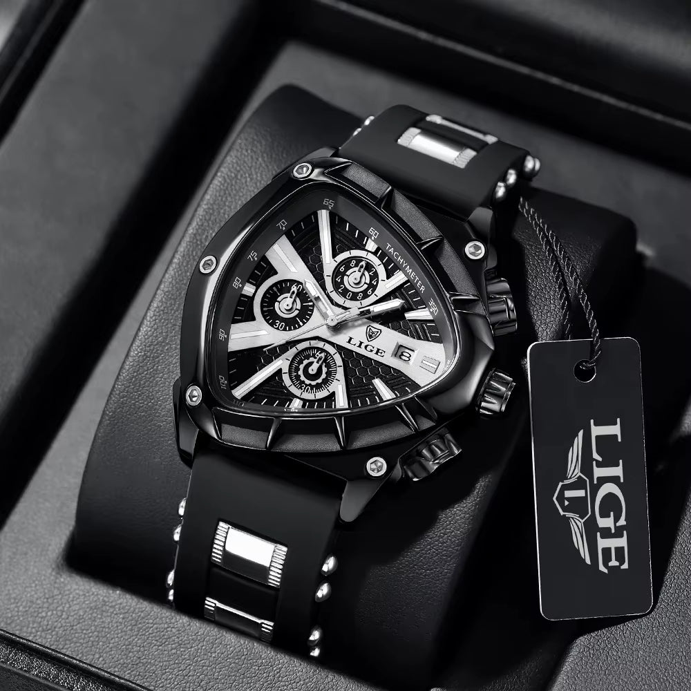 LIGE-reloj analógico de acero inoxidable para hombre