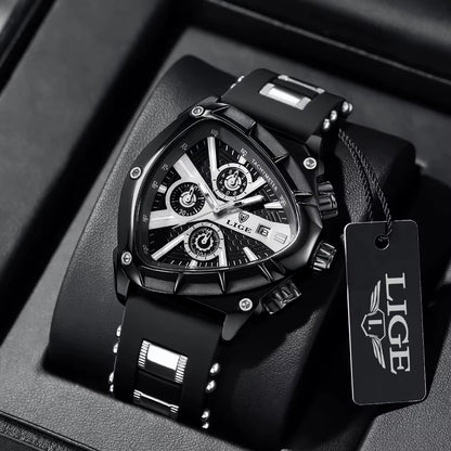 LIGE-reloj analógico de acero inoxidable para hombre
