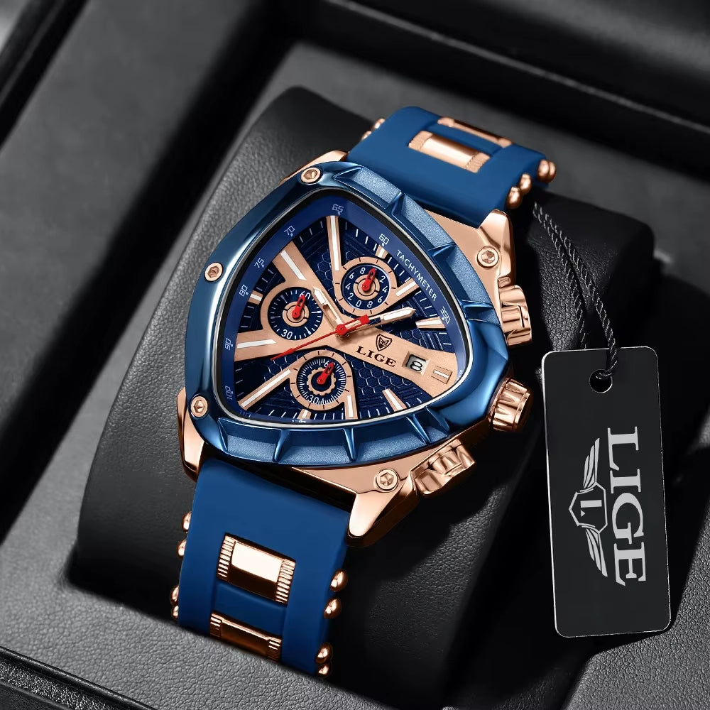 LIGE-reloj analógico de acero inoxidable para hombre