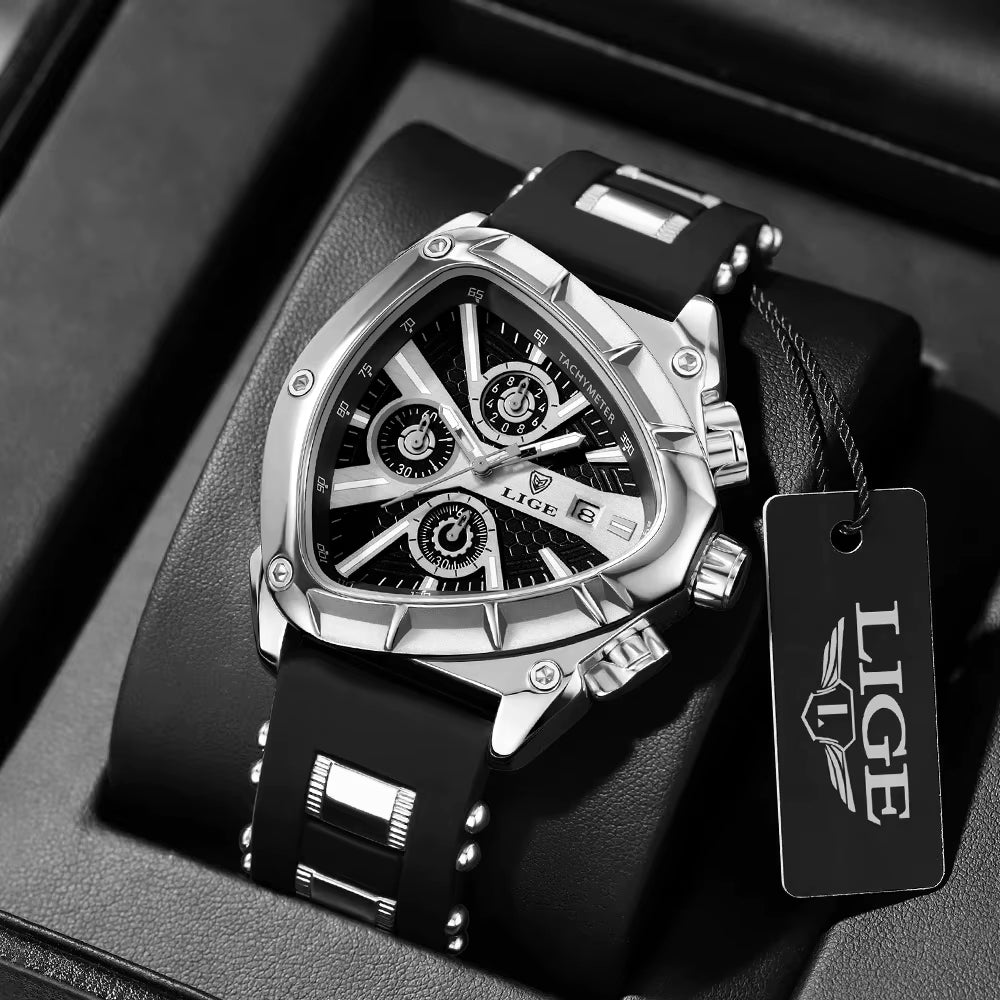 LIGE-reloj analógico de acero inoxidable para hombre