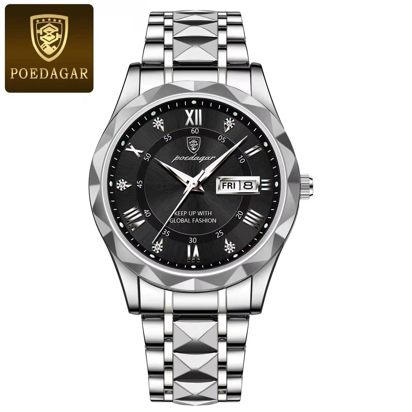 El POEDAGAR Luxury Blue & Silver Watch