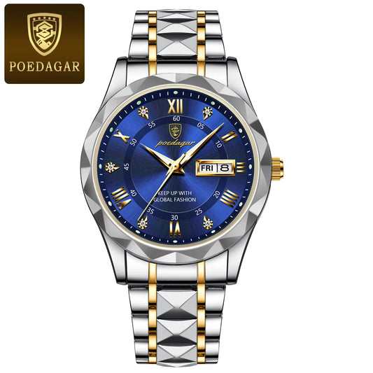 El POEDAGAR Luxury Blue & Silver Watch
