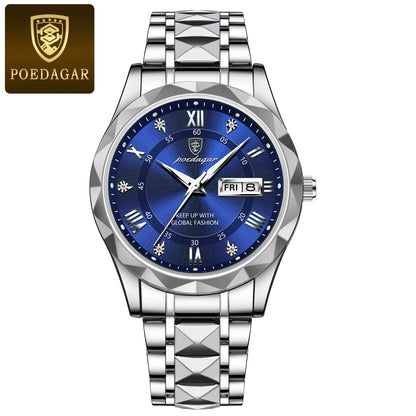 El POEDAGAR Luxury Blue & Silver Watch