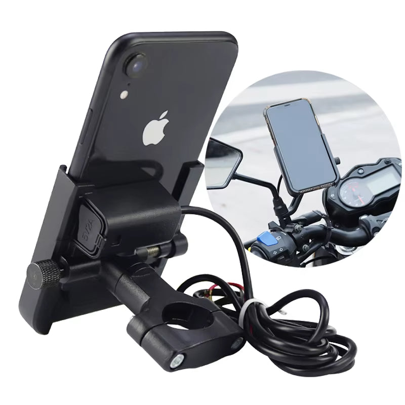 📱 Soporte de Teléfono con Cargador USB para Motocicleta