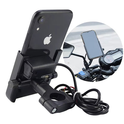 📱 Soporte de Teléfono con Cargador USB para Motocicleta