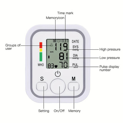 🩺 Monitor Digital de Presión Arterial Automático – Pantalla LCD Grande